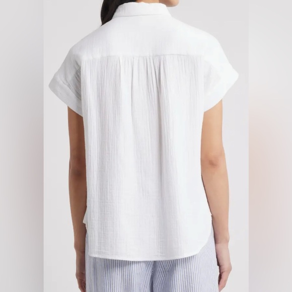 Thread & Supply White Short Sleeve Button Down Shirt 100% Cotton Size S - Picture 2 of 12